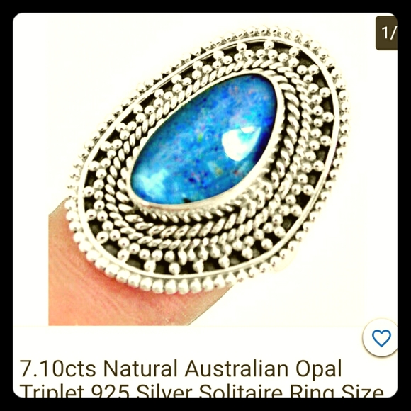 Sterling Shield Australian blue opal ring size 7 - Picture 4 of 5